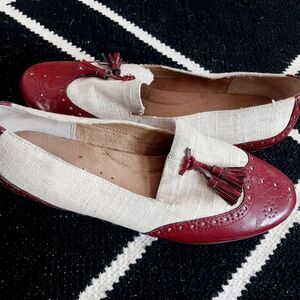 AEROSOLES Women's Ladies Red & Cream Tassel Loafers Sz Size 11